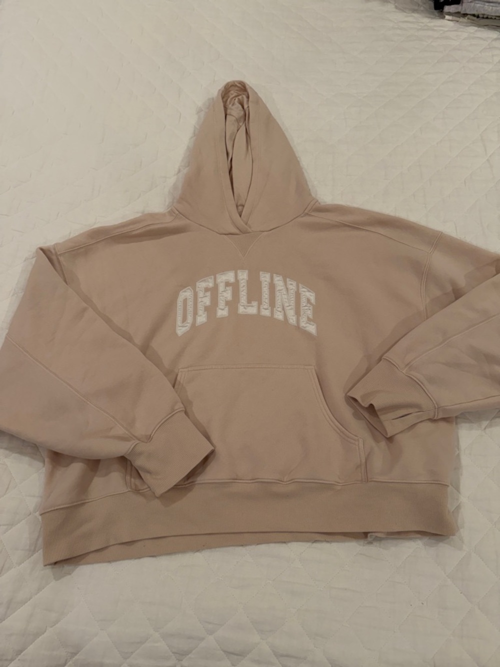 Women's Cream Beige 'OFFLINE' Hoodie Sweatshirt